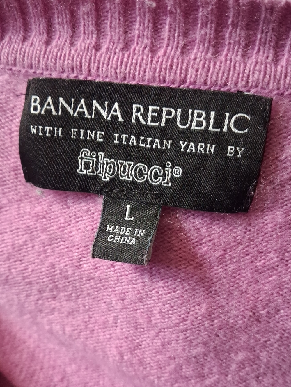 Banana Republic Filpucci Italian Yarn Crewneck Button-Front Cardigan Orchid L - Picture 5 of 9